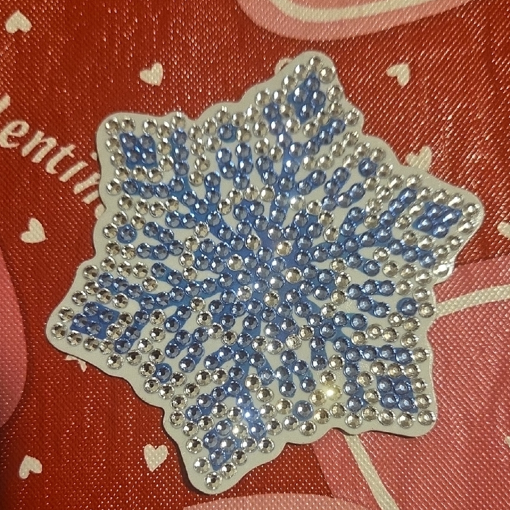 Handmade Blue Rhinestone Snowflake Magnet